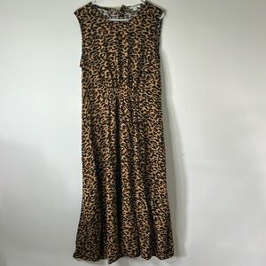 beachlunchlounge Leopard Print Midi Dress in Tan and Black
